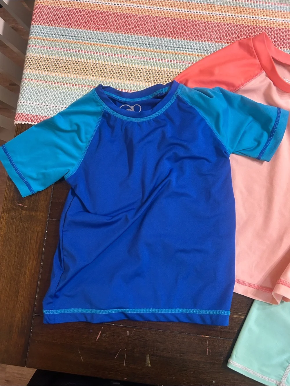 Assorted Kids Rash Guard Tops - Blue, Coral, Mint